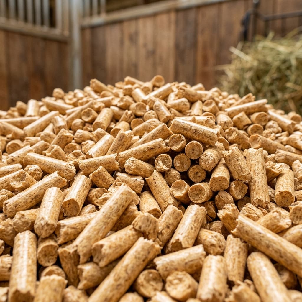 Wood pellets close up